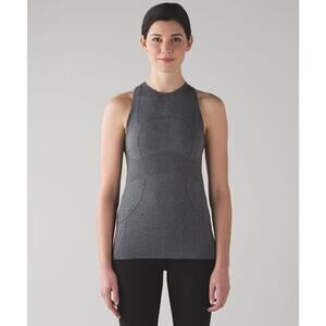 Lululemon Womens Gray High Neck Swiftly Tech Run Tank Shirt Size 4 Stretch Gym